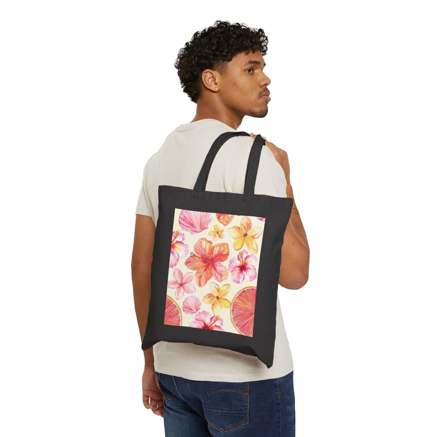 Floral Canvas Tote Bag, Eco-Friendly Bag for Shopping, Beach, Gifts, Summer Style, Reusable Grocery Bag