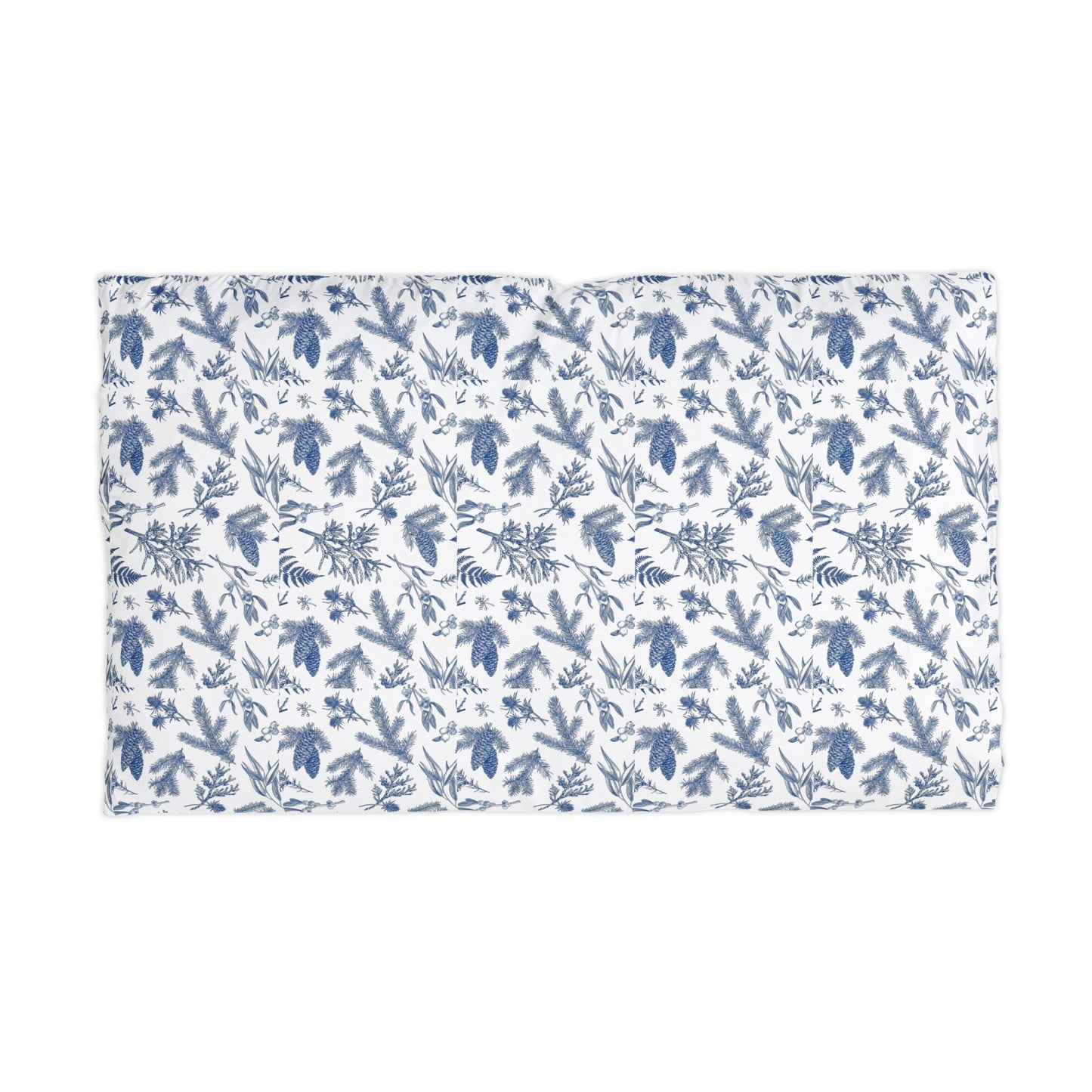 Blue Botanical Microfiber Pillowcase — Floral Leaf Pattern Pillow Cover