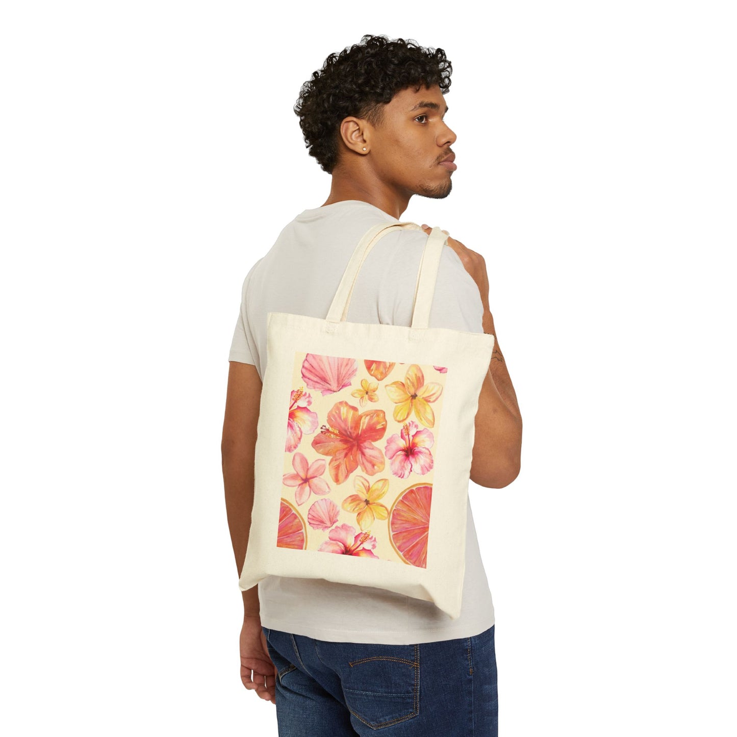 Floral Canvas Tote Bag, Eco-Friendly Bag for Shopping, Beach, Gifts, Summer Style, Reusable Grocery Bag