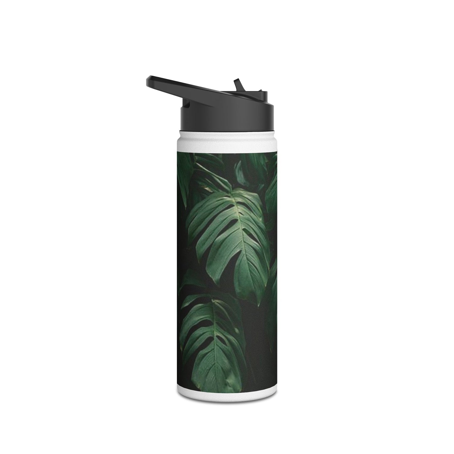 Tropical Leaf Stainless Steel Water Bottle, Eco-Friendly Travel Mug, Gym Hydration Flask, Adventure Gift for Nature Lovers