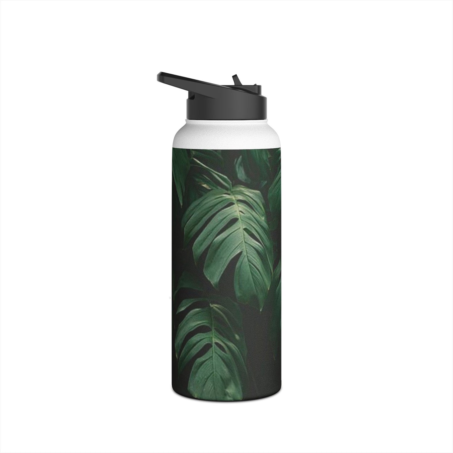 Tropical Leaf Stainless Steel Water Bottle, Eco-Friendly Travel Mug, Gym Hydration Flask, Adventure Gift for Nature Lovers