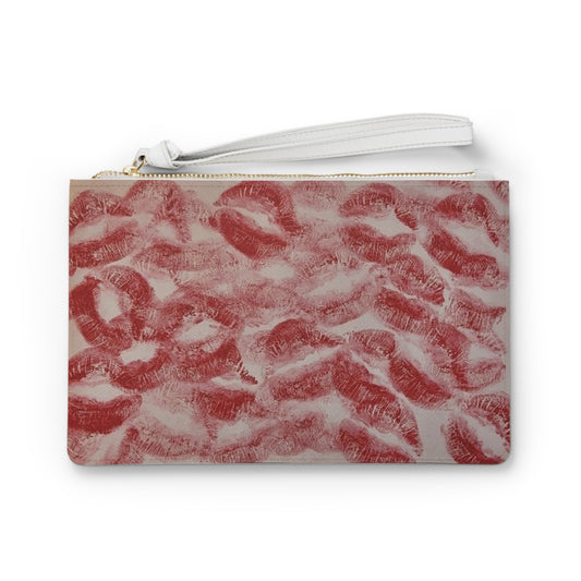 Romantic Kiss Print Clutch Bag, Valentine's Day Gift, Evening Handbag, Cute Cosmetic Pouch, Party Accessory, Love Themed Clutch