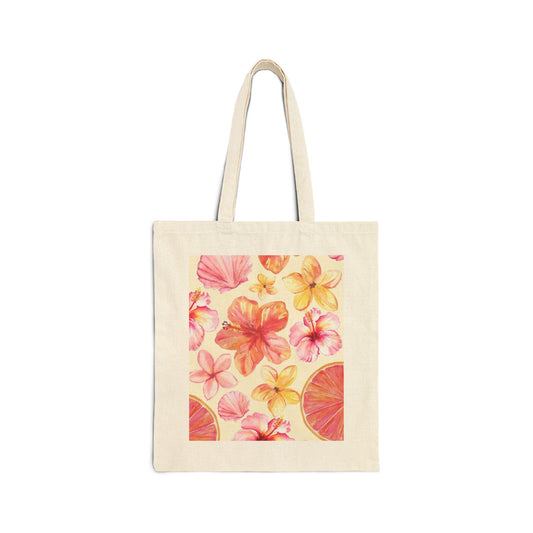 Floral Canvas Tote Bag, Eco-Friendly Bag for Shopping, Beach, Gifts, Summer Style, Reusable Grocery Bag