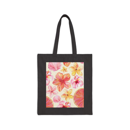 Floral Canvas Tote Bag, Eco-Friendly Bag for Shopping, Beach, Gifts, Summer Style, Reusable Grocery Bag