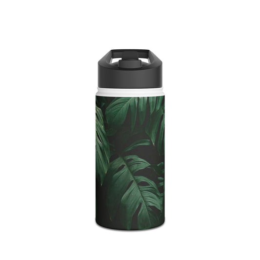 Tropical Leaf Stainless Steel Water Bottle, Eco-Friendly Travel Mug, Gym Hydration Flask, Adventure Gift for Nature Lovers