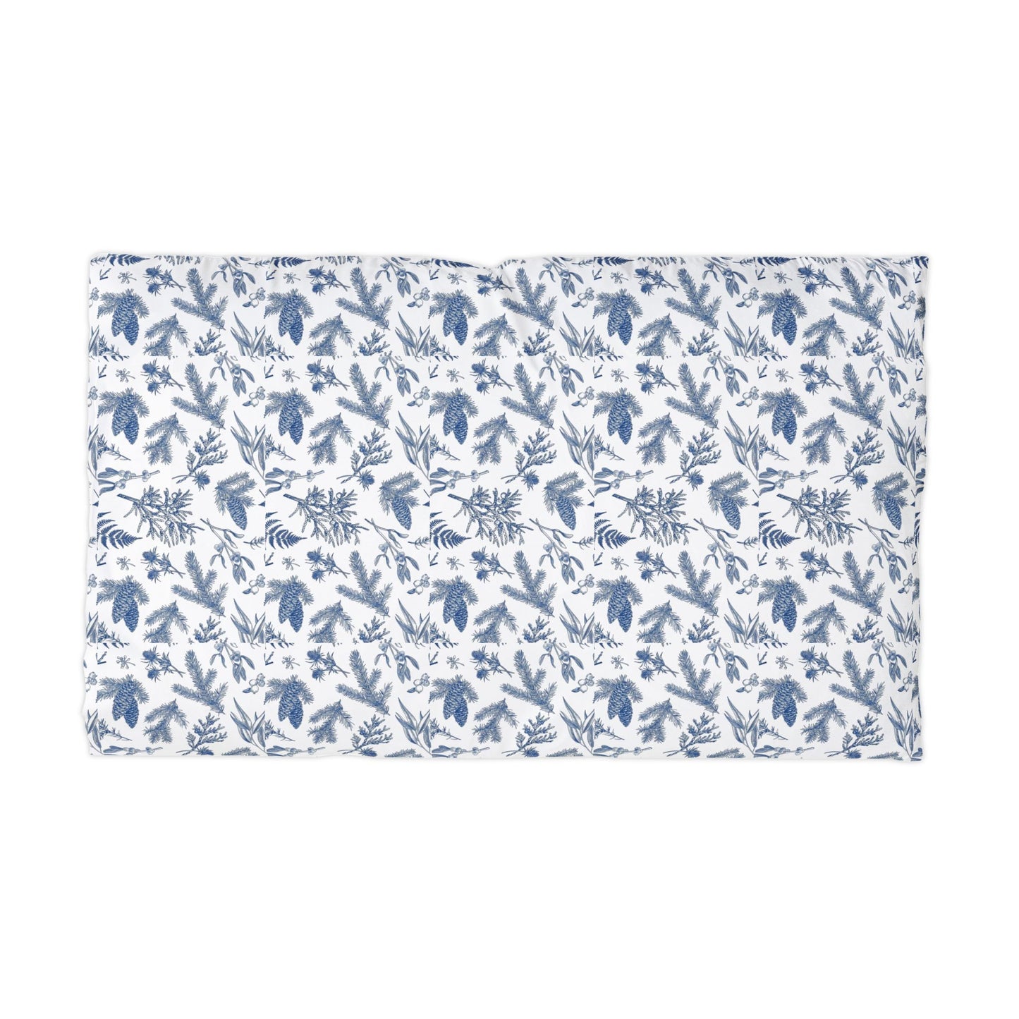 Blue Botanical Microfiber Pillowcase — Floral Leaf Pattern Pillow Cover